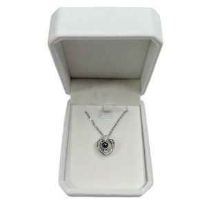 New Jardme Silver Tone Cubic Zirconia Heart Cable Chain Necklace